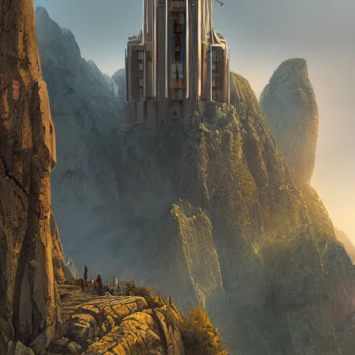 Prompt: A professional digital painting of monumental futuristic castle in mountains, by Greg Rutkowski and James Gurney, trending on Artstation, green architecture, futuristic, ultra detail, octane render