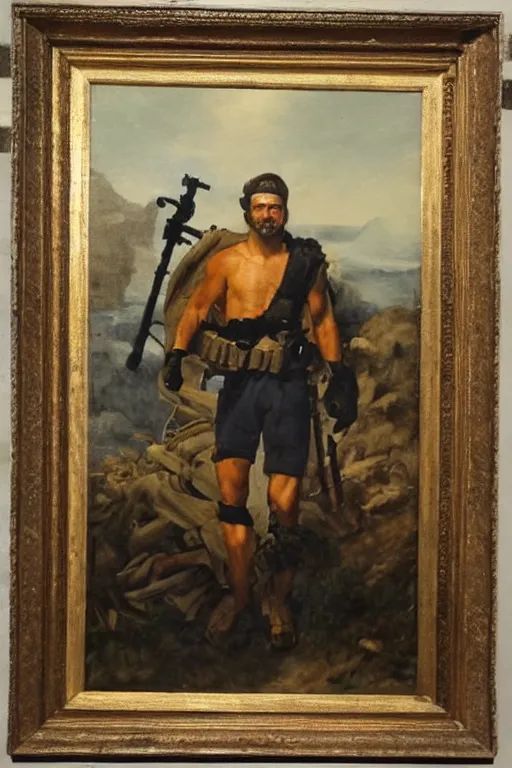 Prompt: Old master painting of navy SEALs