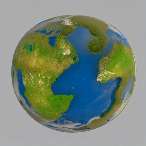 Prompt: the earth in a shape of a box, 3 d render