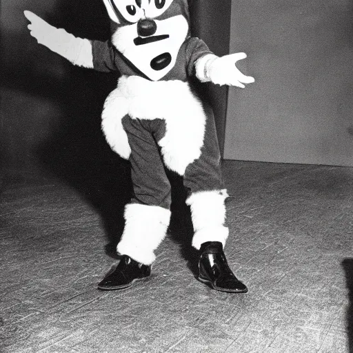 Prompt: a 1940s photograph of a man wearing a sonic the hedgehog suit