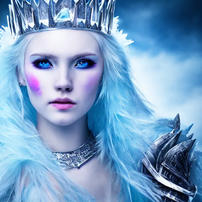 Image similar to photo of a very beautiful!! ice queen warrior with ice powers highly detailed 8 k hdr smooth sharp focus high resolution award - winning photo