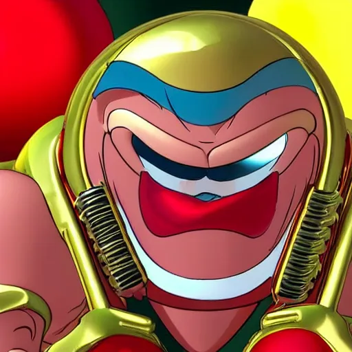 Prompt: robotnik eggman with chaos emeralds