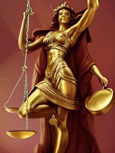 Image similar to lady justice holding balance scales. intricate, elegant, highly detailed, digital painting, artstation, concept art, sharp focus, illustration, by justin gerard and artgerm, 8 k