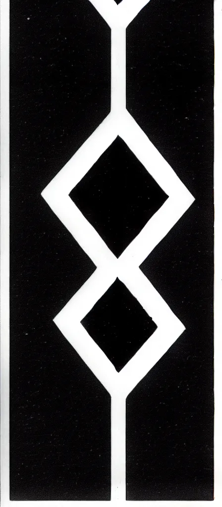 Prompt: minimal geometric tarot card by karl gerstner, black and white monochrome, symmetrical, 8 k scan