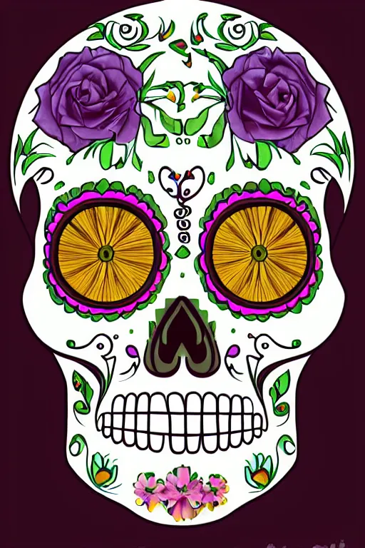 Image similar to illustration of a sugar skull day of the dead girl, art by antoni piotrowski