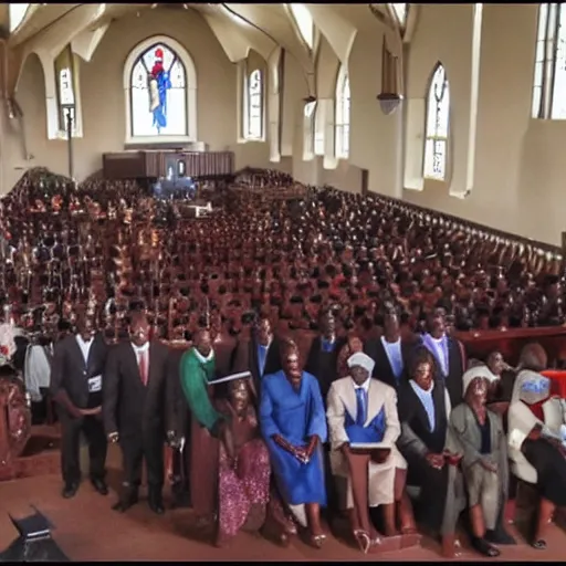 Image similar to church congregation but the devil is hiding at the back