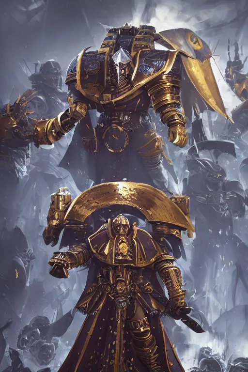 Image similar to queen portrait heros warhammer 4 0 k horus heresy fanart - the primarchs emperor by johannes helgeson animated with vfx concept artist & illustrator global illumination ray tracing hdr fanart arstation zbrush central hardmesh 8 k octane renderer comics stylized