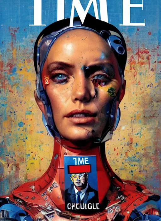 Image similar to TIME magazine cover, the coming AI singularity, by Chevrier, 4k