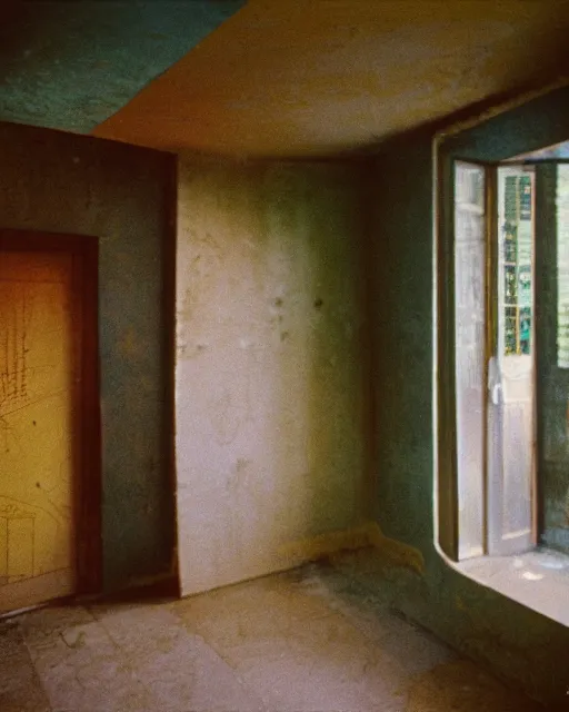 Prompt: the empty interior of a house in polpetto that was built in the 1 9 7 0 s, painterly, offset printing technique, photographed on kodachrome by brom, robert henri, walter popp, cinematic lighting, various refining methods, micro macro autofocus, ultra definition, award winning photo