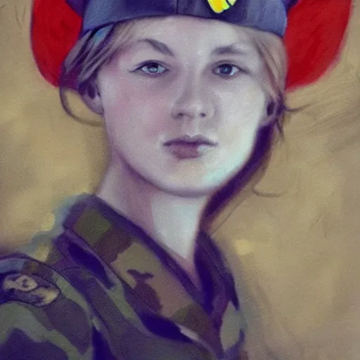 Image similar to beautiful portrait of a young ukrainian female soldier by frank miller