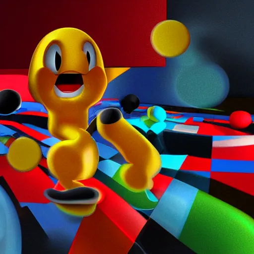 Prompt: a photo - realistic digital art of pacman screaming