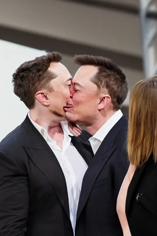 Image similar to elon musk kissing jeff bezos