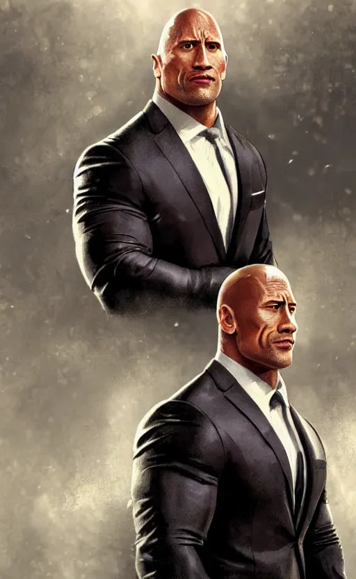 Image similar to dwayne johnson wearing a suit as the president of the united states, dynamic lighting, photorealistic fantasy concept art, trending on art station, stunning visuals, creative, cinematic, ultra detailed