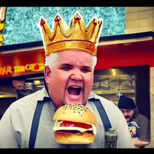 Image similar to Crowning of the new “Burger King” Masonic ritual demonstrated by Guy Fieri YouTube clickbait