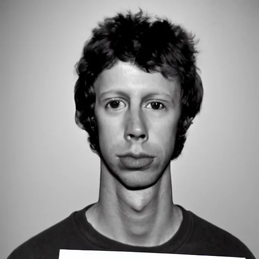 Prompt: Mugshot Portrait of Napoleon Dynamite, taken in the 1970s, photo taken on a 1970s polaroid camera, grainy, real life, hyperrealistic, ultra realistic, realistic, highly detailed, epic, HD quality, 8k resolution, body and headshot, film still, front facing, front view, headshot and bodyshot, detailed face, very detailed face