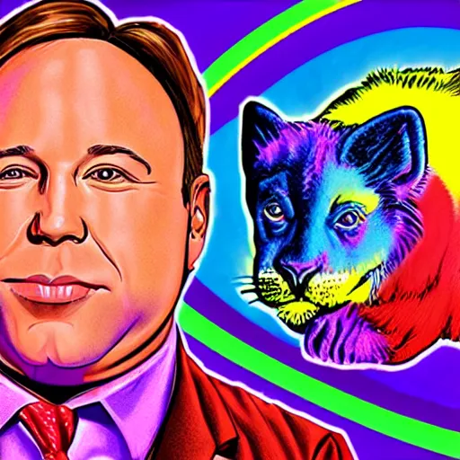 Image similar to alex jones by lisa frank