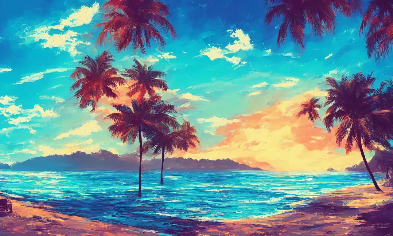 Image similar to paradise beach by alena aenami artworks in 4 k