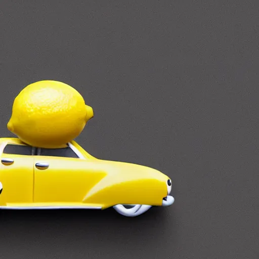 Image similar to a lemon imitating a car