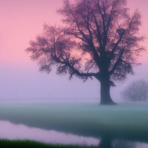 Prompt: misty morning soft colours high resolution 4 k wallpaper