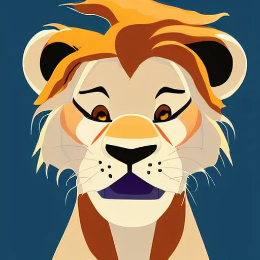 Image similar to a full-height portrait of Simba form the Lion King look like an ordinary boy with beautiful hear and head, wearing jeans and a white T-shirt, digital art style