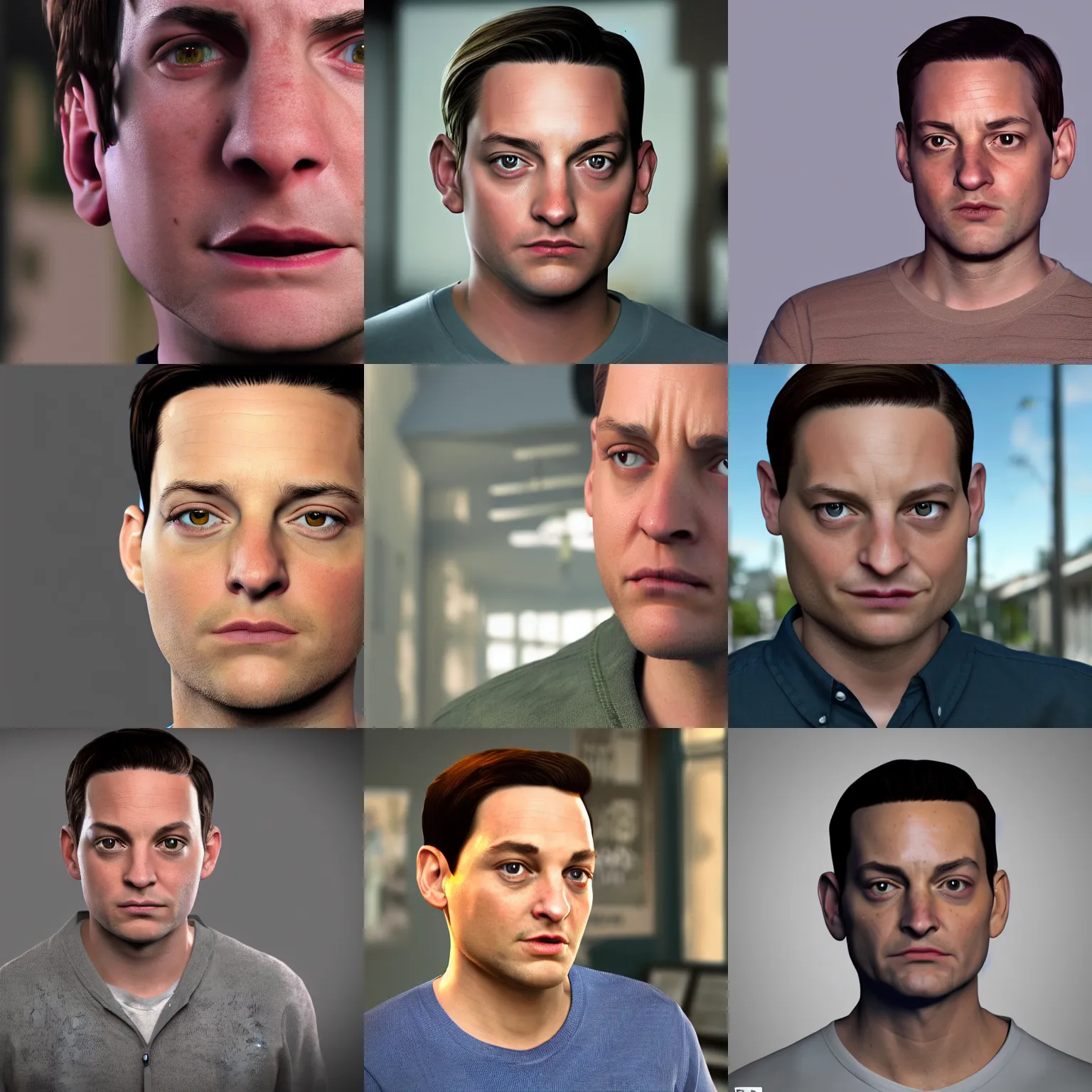 Prompt: photorealistic 8k render sarcastic bully Tobey Maguire