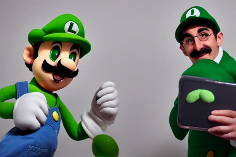 charlie day with a mustache dressed as luigi, cosplay
