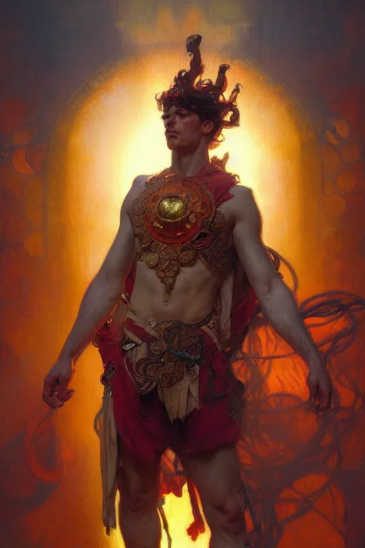 Image similar to god of sun, male character design, painting by gaston bussiere, craig mullins, greg rutkowski, alphonse mucha, trending on artstation