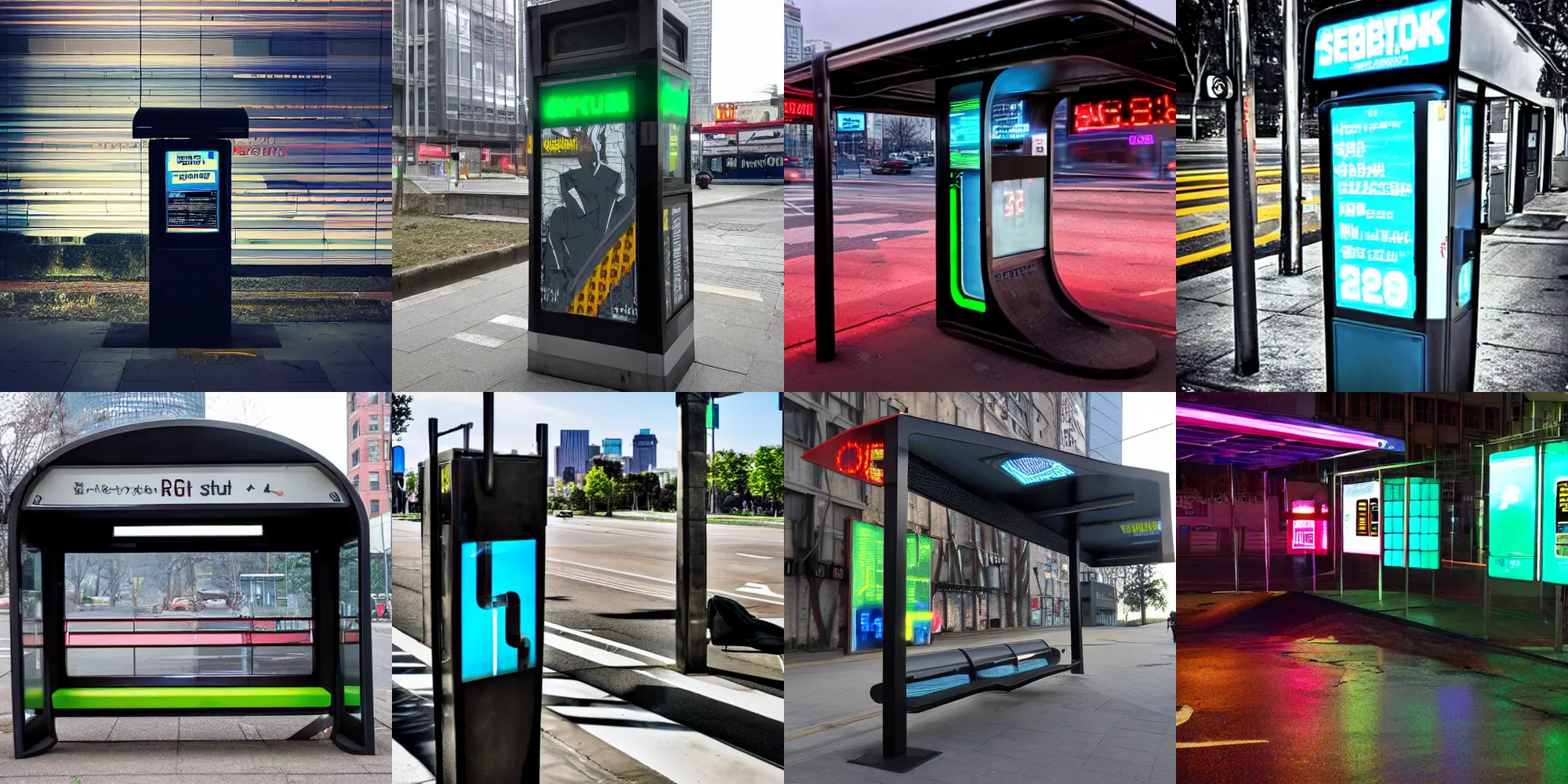 Prompt: cyberpunk bus stop