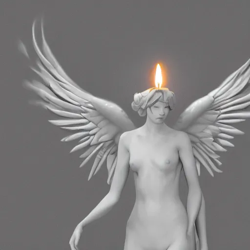 Prompt: A flame of a candle in the shape of an angel, photorealistic, very detailed, trending on ArtStation, 4k wallpaper