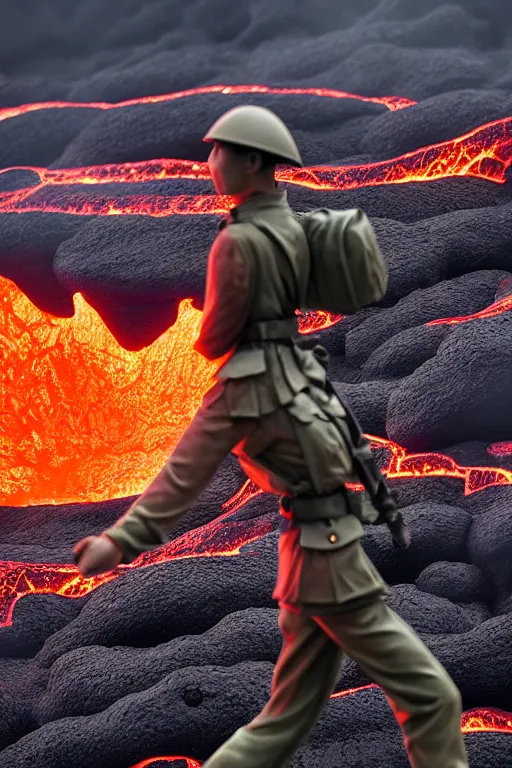 Prompt: japan world war soldier swimming on lava mountain, photorealistic, smooth, aesthetic lighting, baroque object, hyperdetailed, pullitzer winning, photo by : canon eos 5 d mark iv, versatile, lens interoperability, autofocus, 4 k uhd video capture at 3 0 fps, 8 k time - lapse functions, by karah mew and adnan abidi