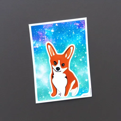 Image similar to galaxy corgi, sticker illustration