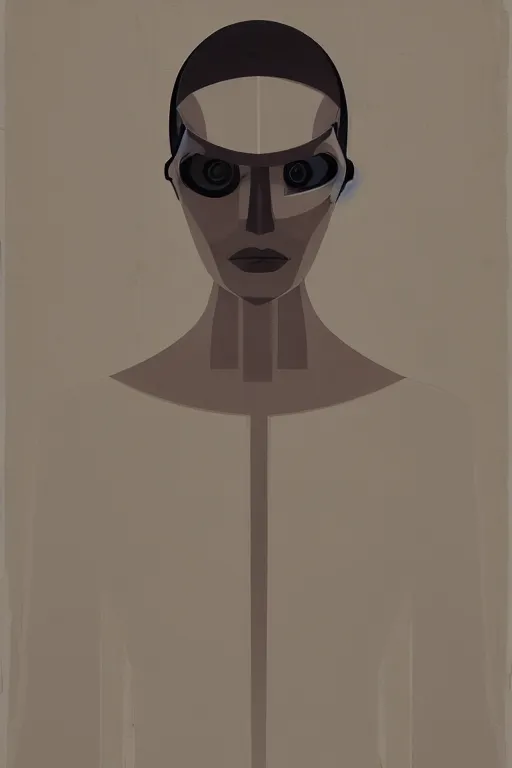 Prompt: Abstract. Minimalism. Portrait of a cyborg woman.