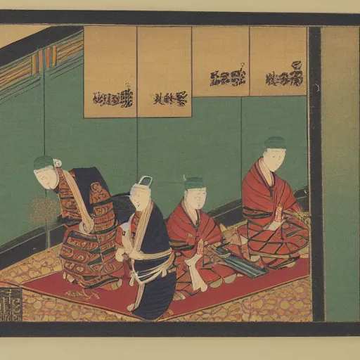 Image similar to late meiji period, colored woodblock print, ottoman sultanate