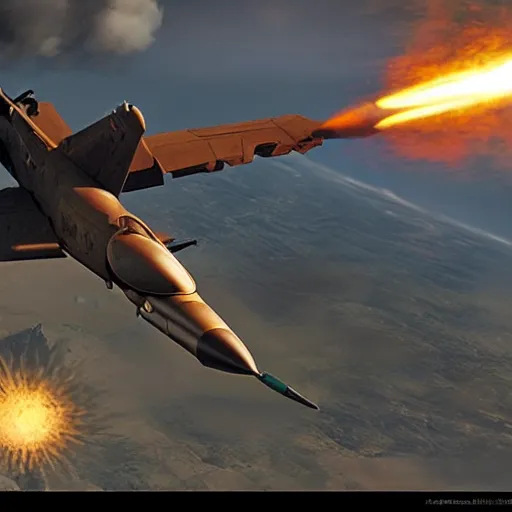 Image similar to a dwarf in a fighter jet firing a sidewinder missile at a dragon, realistic, action, high quality