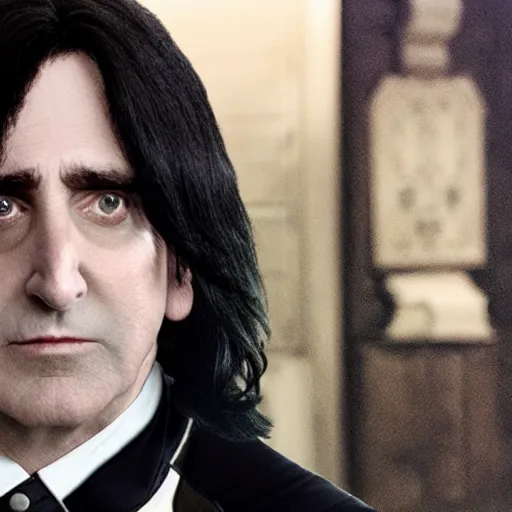 Prompt: steve carell cosplaying as severus snape in hogwarts, 8k