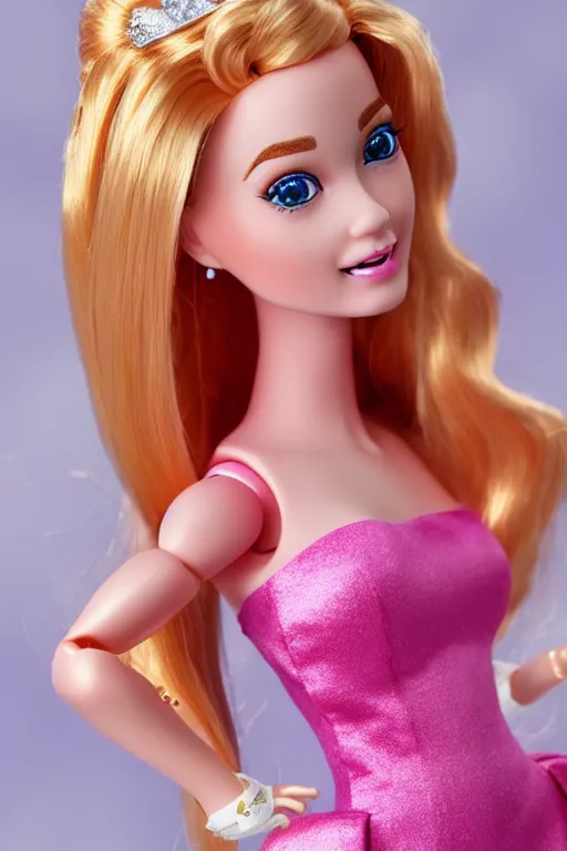 Image similar to princess peach barbie doll, photorealistic, highly detailed,