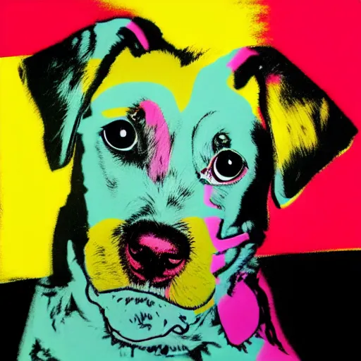 Image similar to a drawing of a dog in the style of andy warhol 8 k high detail award winning andy warhol