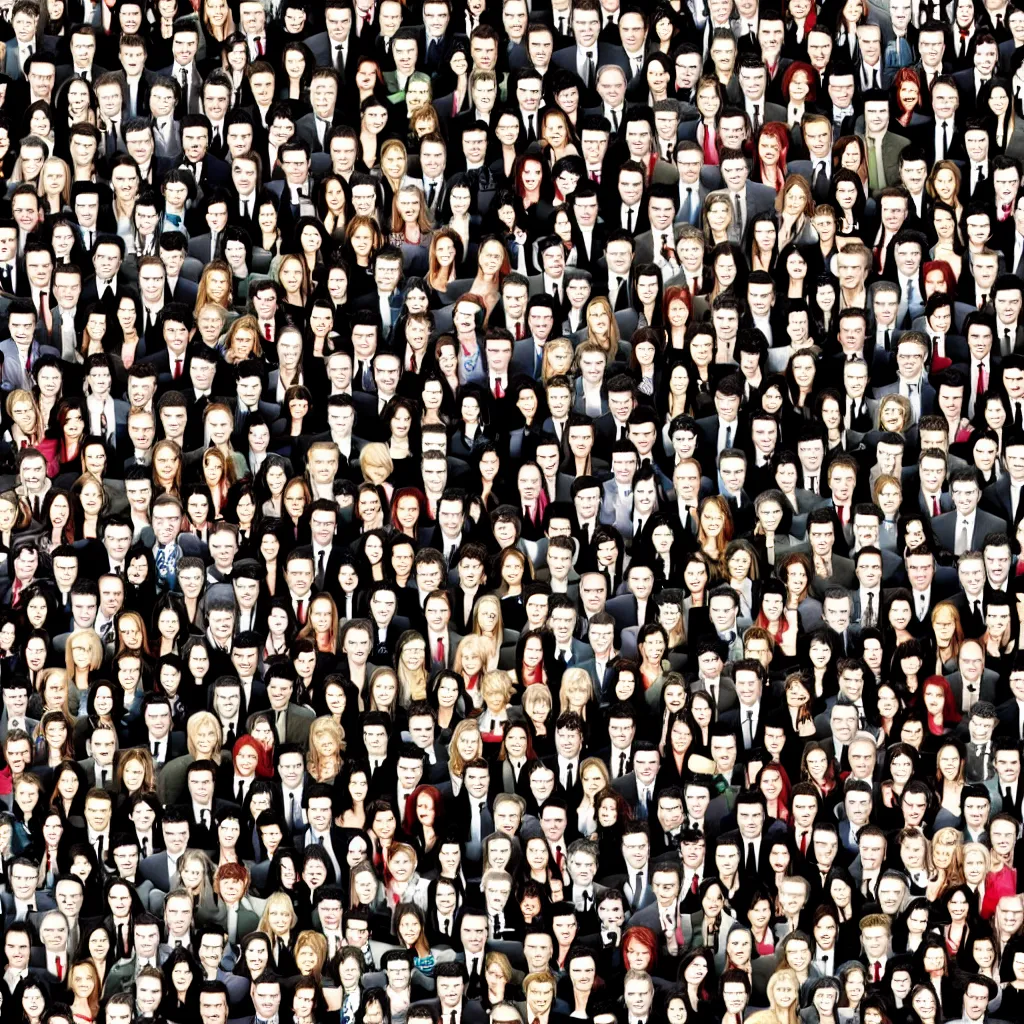 Image similar to top down where's waldo with lots of it crowd