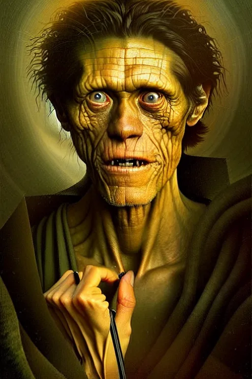 Image similar to hieronymus bosch, greg rutkowski, anna podedworna, painting of willem dafoe