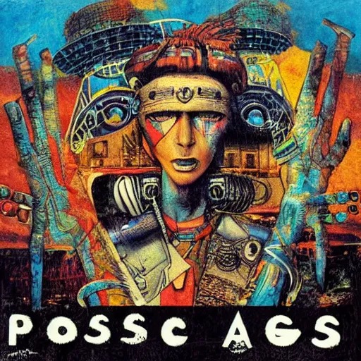 Image similar to post - punk album cover, new age, magic stone, psychedelic, dark, enki bilal