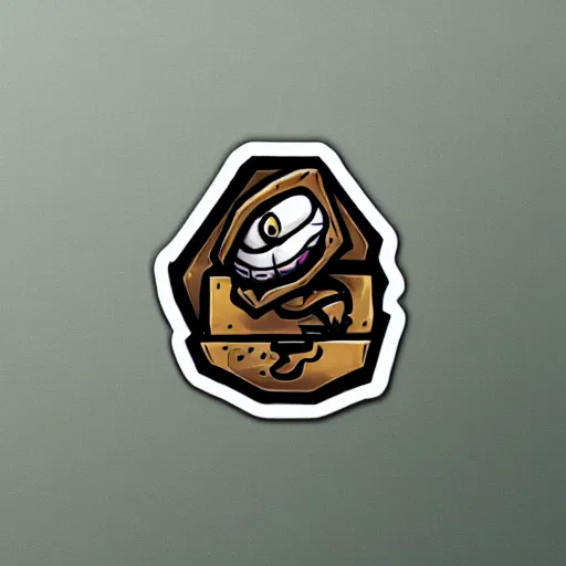 Image similar to a sticker of a mimic from dungeons and dragons