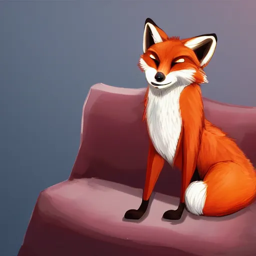 Prompt: an anthropomorphic fox wearing a t-shirt and jeans sitting on a couch, 8k resolution matte fantasy painting, cinematic lighting, DeviantArt, Artstation, furry, anthro, anthropomorphic, furaffinity