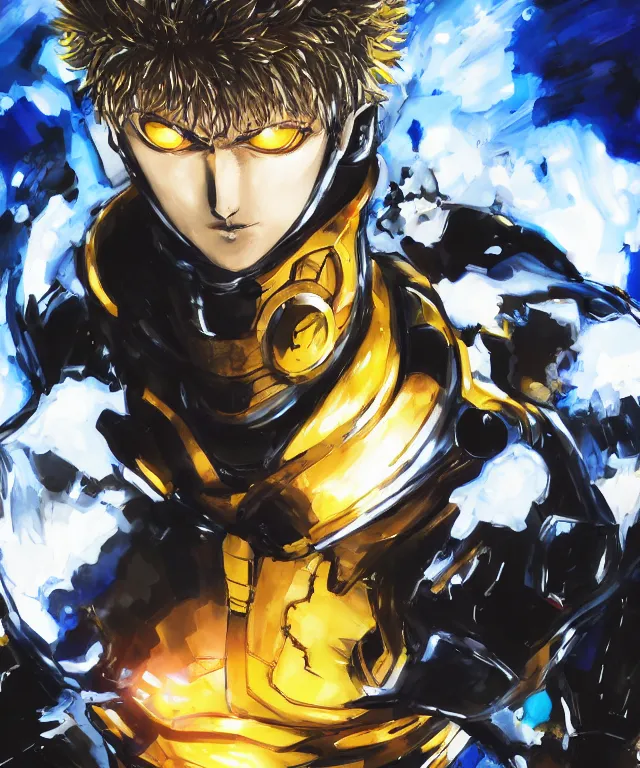 Prompt: genos from one punch man, genos, collaborative painting by greg ruthowski, yoshikata amano, yoji shinkawa, highly detailed, complex, exquisite and beautiful, 4 k, 8 k, artstation