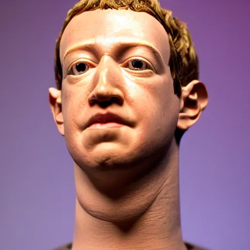 Image similar to eerie uncanny valley slightly melted wax sculpture of mark zuckerberg