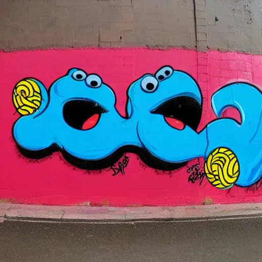 Prompt: cookie monster in the style of amazing graffiti art