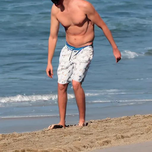 Prompt: andy samberg on the beach