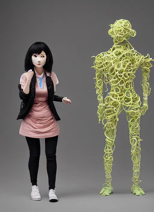 Image similar to studio photograph of a contemporary art sculpture of a modular quirky yorha android by hikari shimoda and jack gaughan