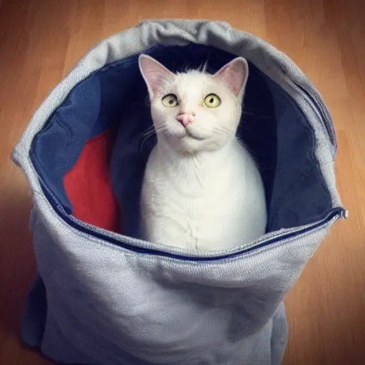 Image similar to cat in bag,