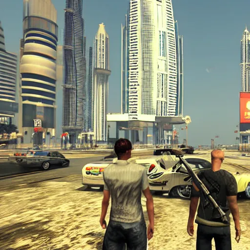 Image similar to gta : dubai, by akihiko yoshida