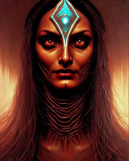 Prompt: symmetra from overwatch, character portrait, portrait, close up, concept art, intricate details, highly detailed, horror poster, horror, vintage horror art, realistic, terrifying, in the style of michael whelan, beksinski, and gustave dore